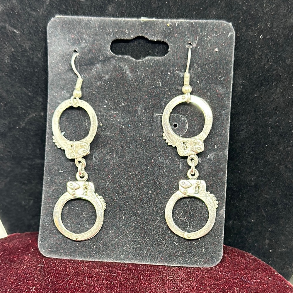 Silver Handcuff Dangle Earrings